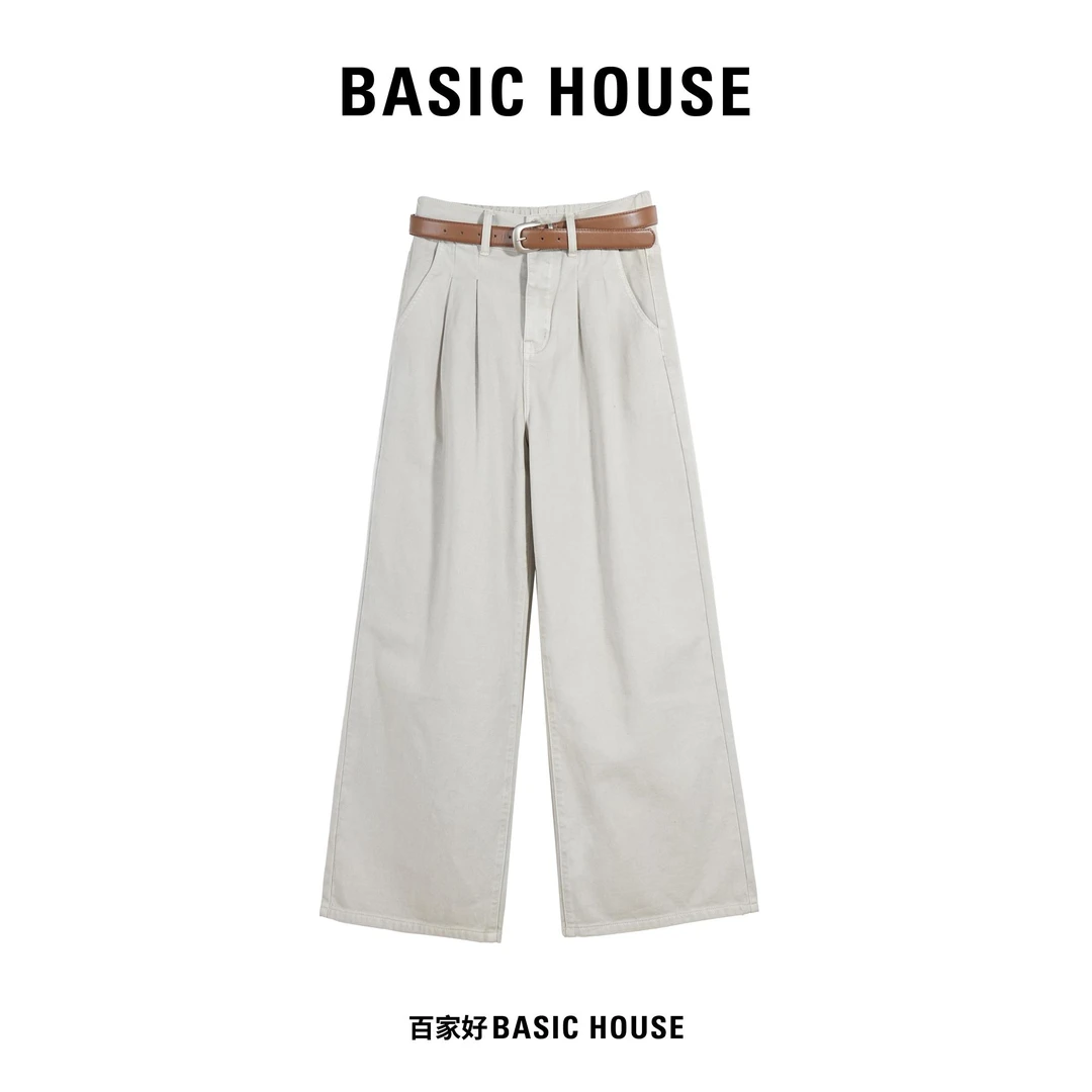 【六囍优选】Basic House/百家好纯色百搭时尚水洗高腰阔腿裤 8252