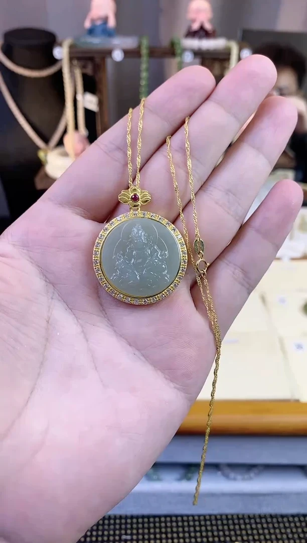 【闪购商品】和田玉/未镶嵌黄财神吊坠/多样性发一