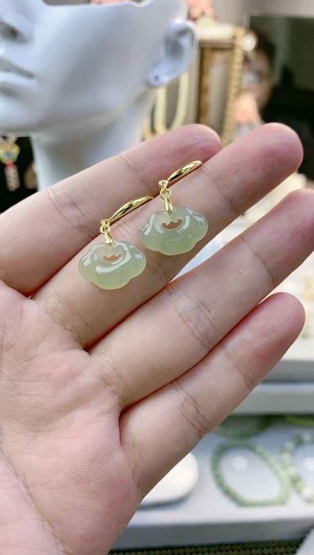 【闪购商品】和田玉/未镶嵌小如意耳钩/多样性发一