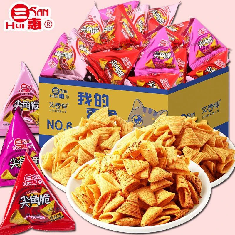 100包特价】尖角脆香酥可口美味膨化零食办公休闲牛角三角10包精选