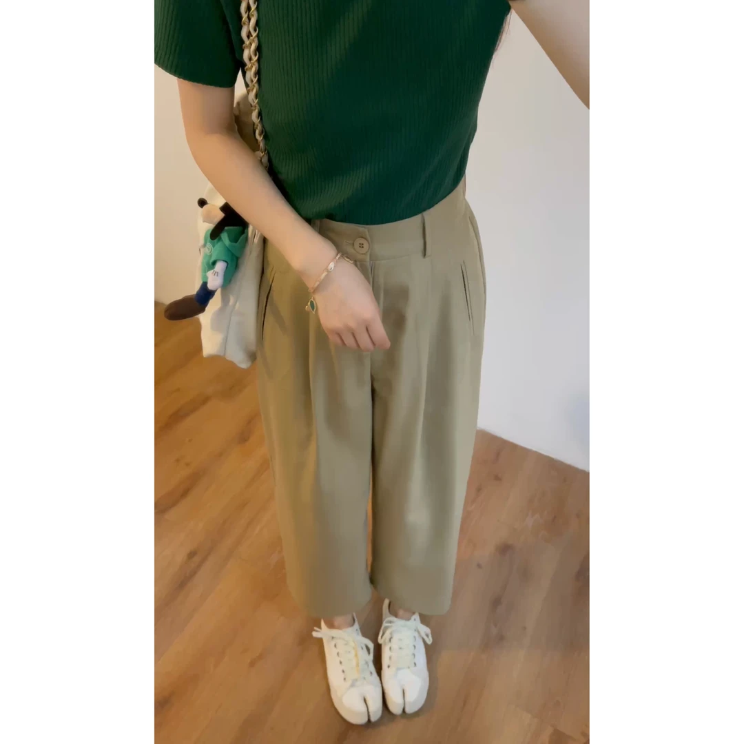 【馨馨定制款】高级感"双唇口袋"半松紧腰清凉垂感显瘦西裤