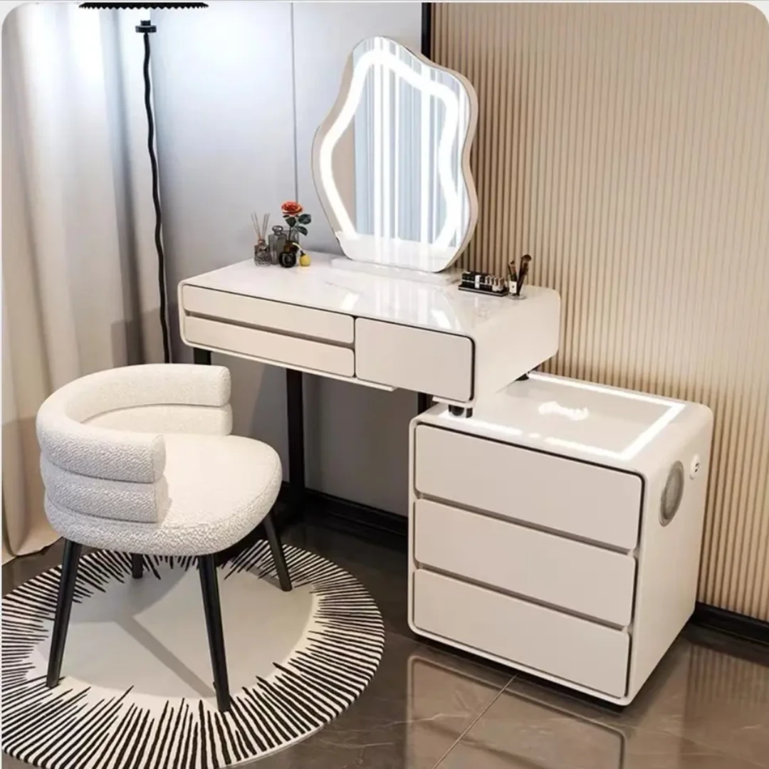 全实木智能梳妆台主卧卧室简约化妆台意式真桌面斗柜一体化妆桌子