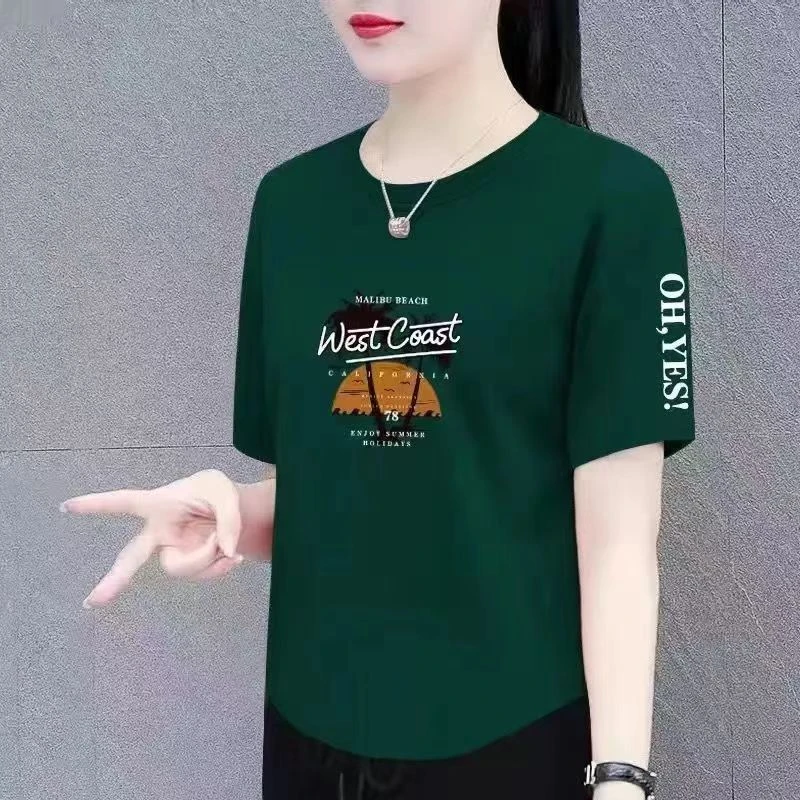 纯棉短袖t恤女夏季新款宽松显瘦大码女装遮肚上衣体恤衫女士