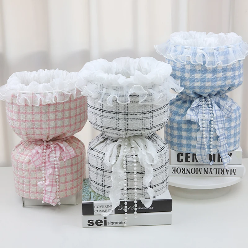 【合集】油画花卉小香风一体式定型片双面覆膜防水圆形花束材料