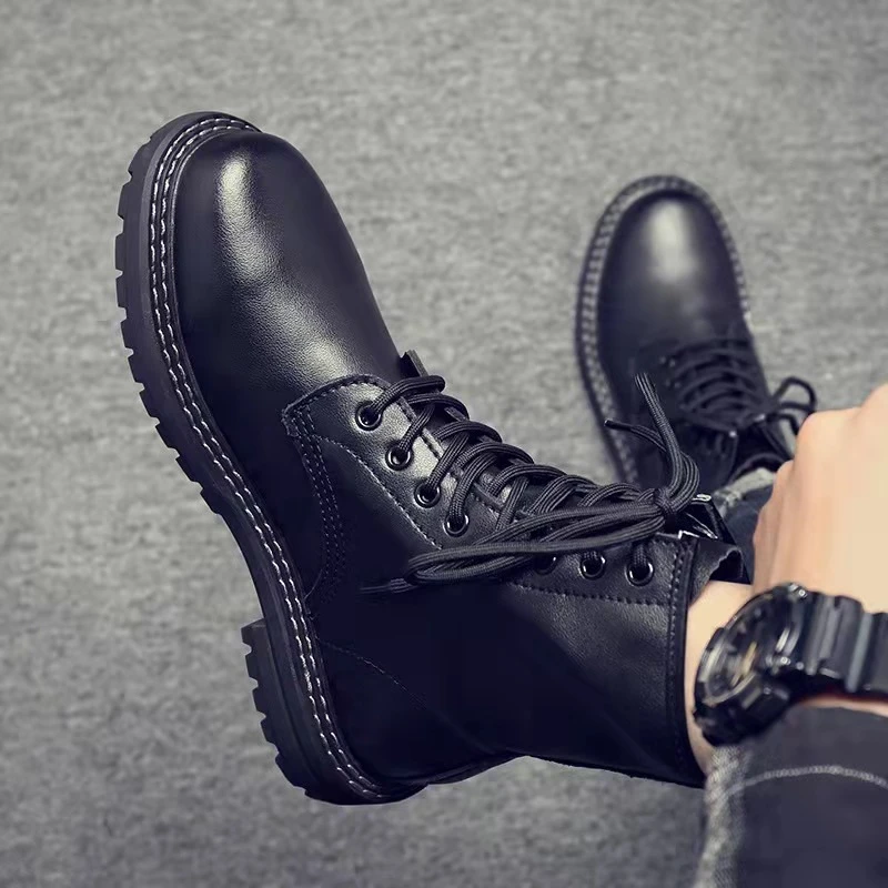 特大码男鞋45加肥加宽马丁靴47高帮工装靴英伦加绒保暖雪地靴子48