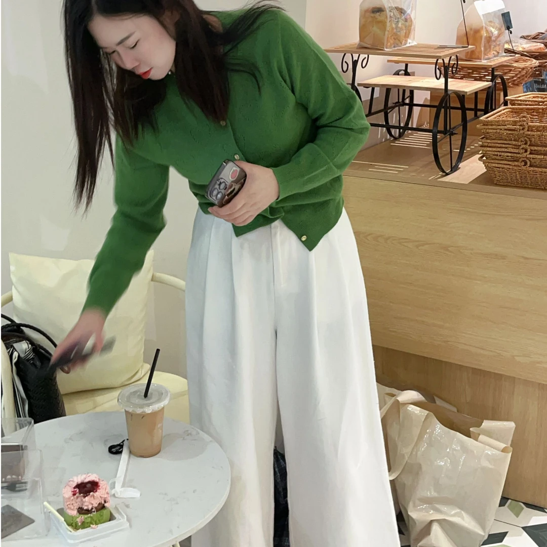 【原歌】春夏季新款 全棉休闲百搭白色大脚牛仔裤女 YG498