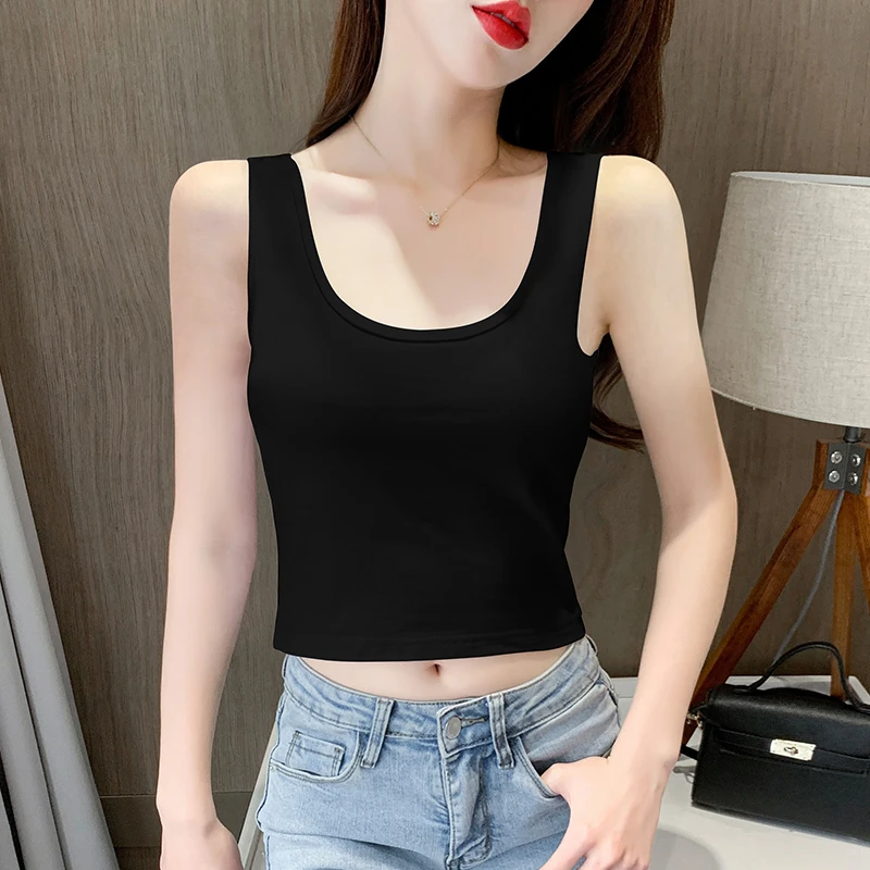 短款白色圆领吊带背心女内搭短款春夏季新款修身美背无袖打底上衣