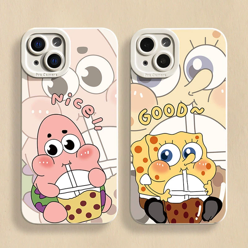 奶茶海绵派大星苹果1412手机壳Q版华为nova7卡通oppo可爱适用小米