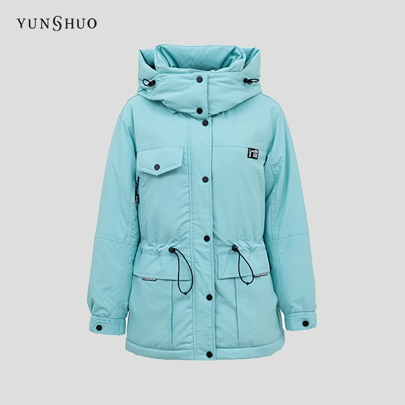 YUNSHUO工装羽绒服女冬季新款保暖连帽冲锋羽绒衣816094