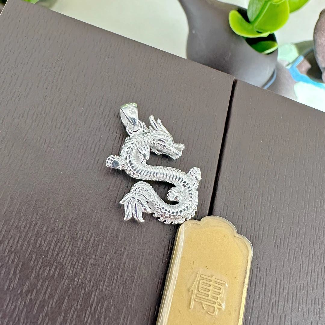 足银银制品 足银吊坠手工时尚银色实心精致坠链素款挂坠