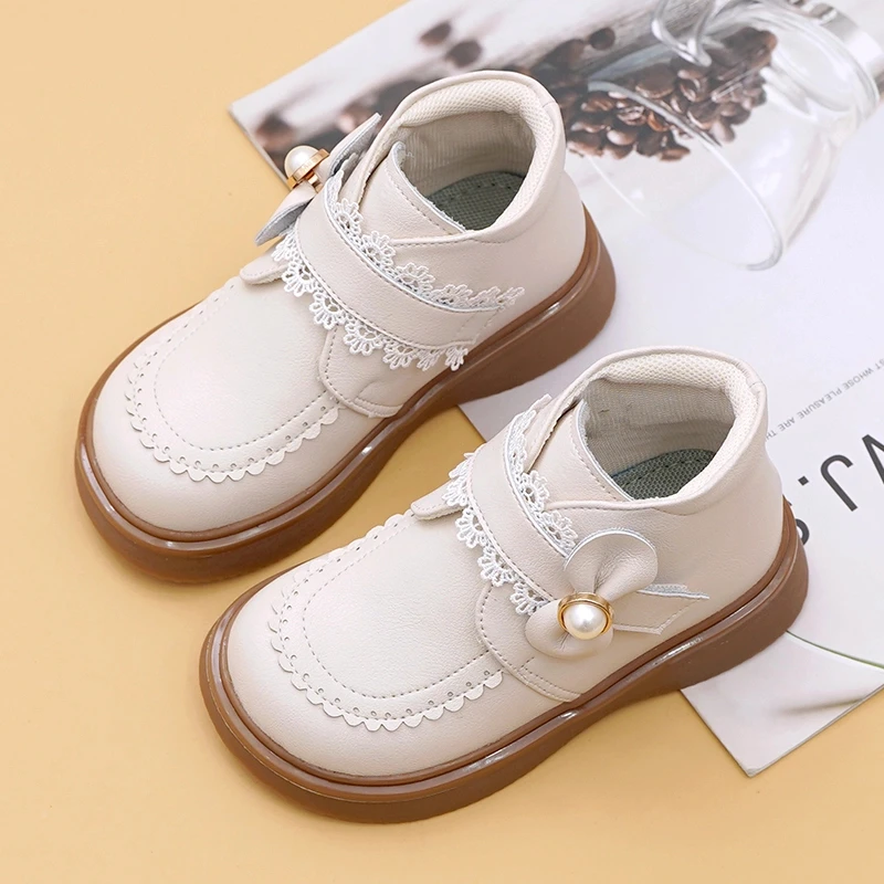 ABC女童靴短靴软底洋气女宝靴加绒洛丽塔公主棉靴子2024秋冬新款