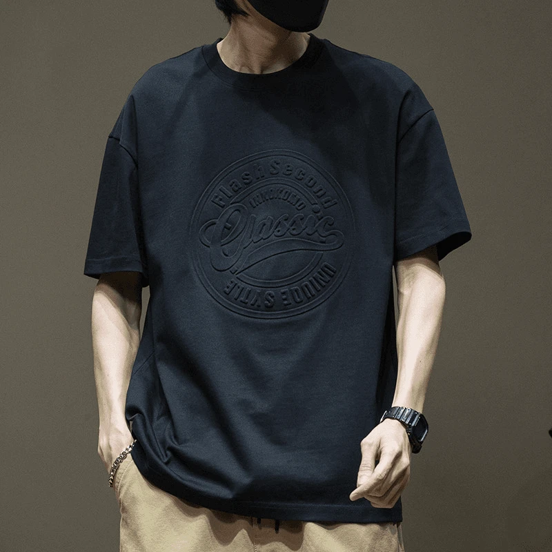 黑色重磅短袖t恤男高级感夏季新款男装宽松大码男士男生半袖体恤t