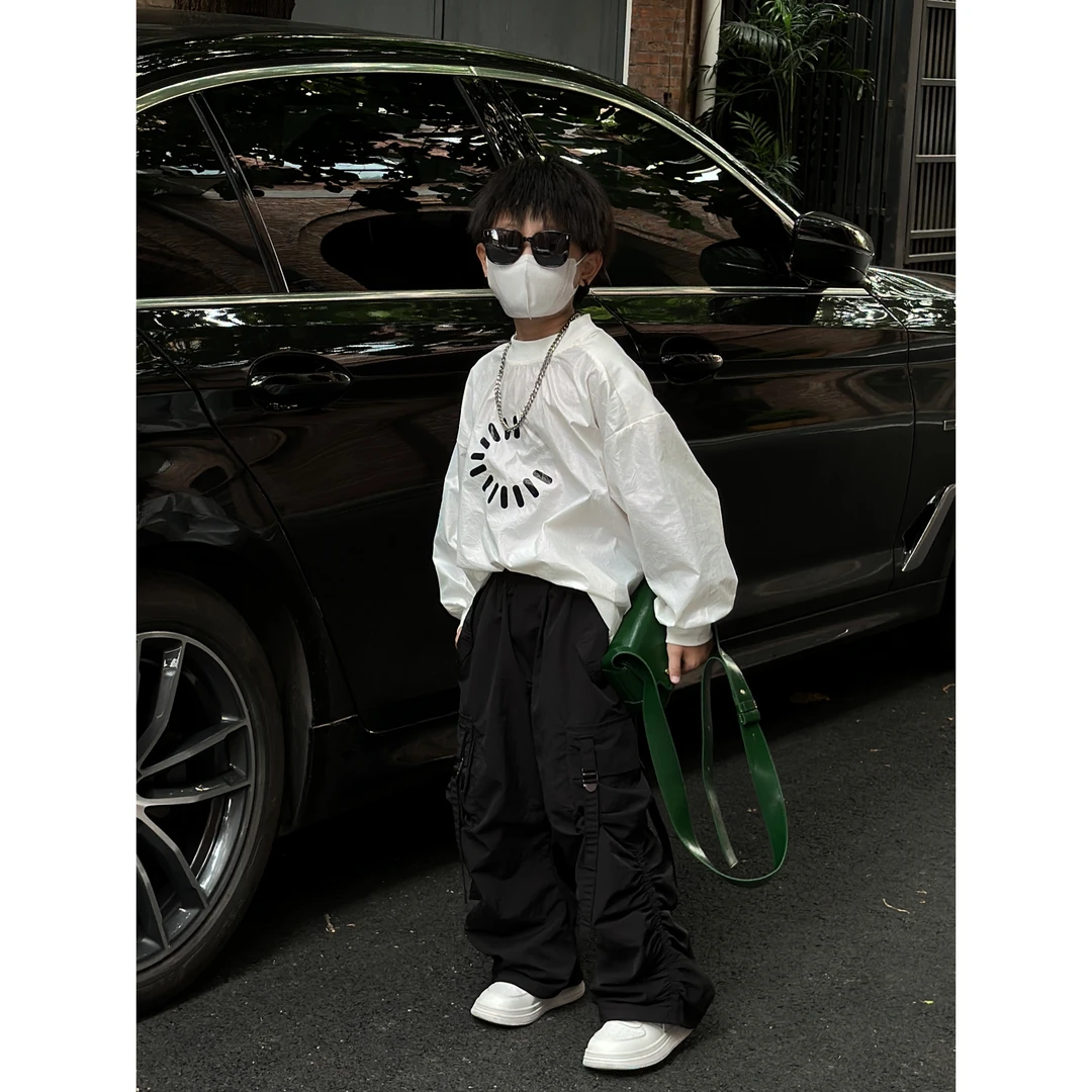 THE LUHAN 【巴黎时装周】男童秋季新款宽松长袖卫衣工装裤两件套