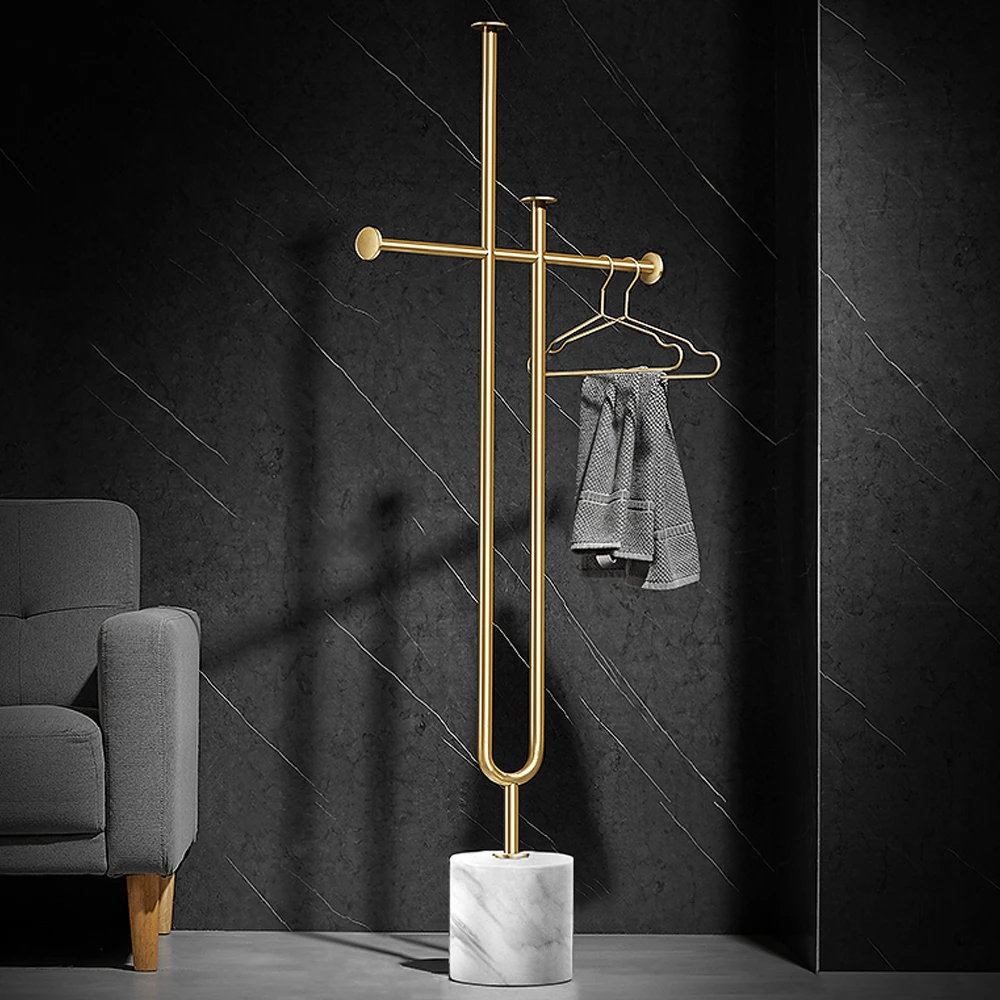 衣帽架落地式卧室客厅简约轻奢全铜转角挂钩挂衣架房间角落衣服架