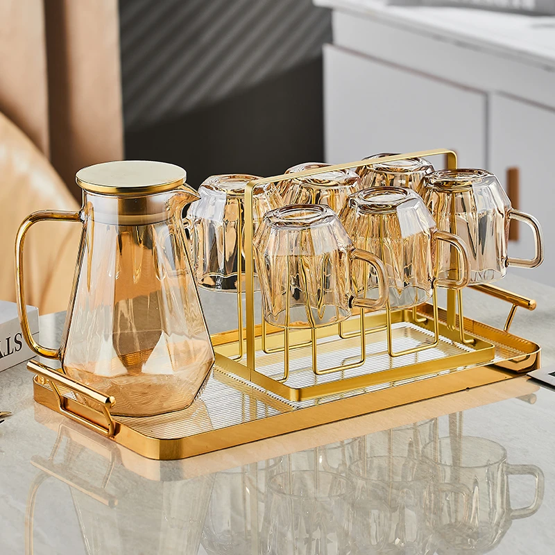 耐热玻璃喝水杯大容量凉水壶防爆客厅待客茶杯带把北欧水具套装