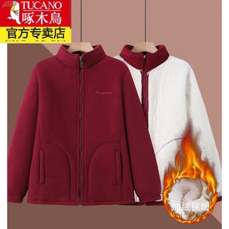 老年冬装加绒外套妈妈女装摇粒绒保暖卫衣60岁70奶奶装羊羔绒上衣