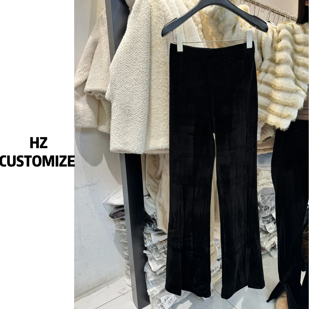 惠惠子甄选【丝绒开叉喇叭裤】秋冬高腰显瘦休闲长款丝绒开叉喇叭裤