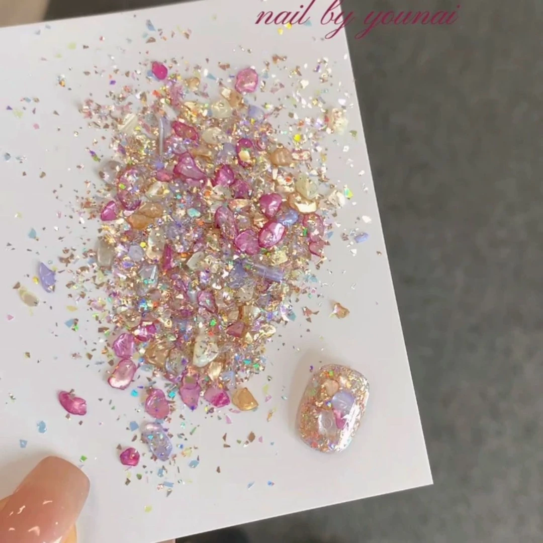 新款网红爆款原创美甲素材 日式混合亮片自调ins爆闪珠宝碎石贝壳