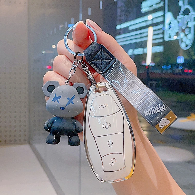 适用于红旗H5 HS5 HS7 HQ9车钥匙套22 23新款汽车装饰用品包壳扣