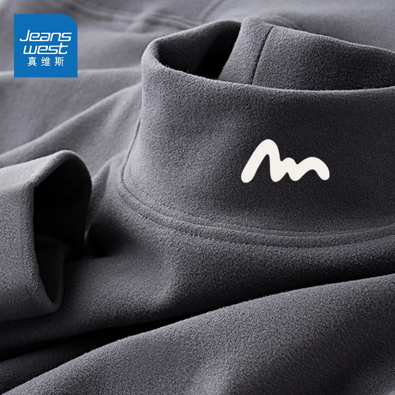 真维斯男士打底衫潮流男装2024新款爆款保暖双面绒小众设计感上衣