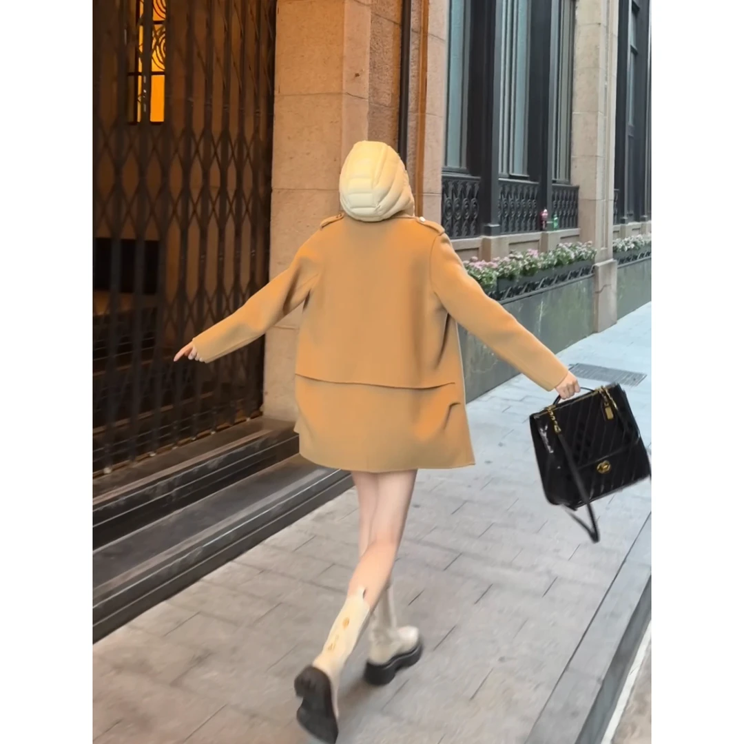 【西雅图】双面羊毛大衣女2025春季新款韩版气质显瘦毛呢大衣外套