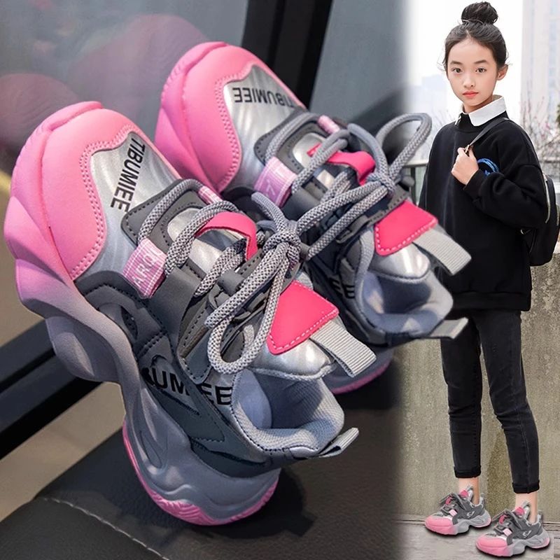 ABC女童运动鞋2025秋冬季儿童加绒保暖棉鞋中大童轻便休闲老爹鞋