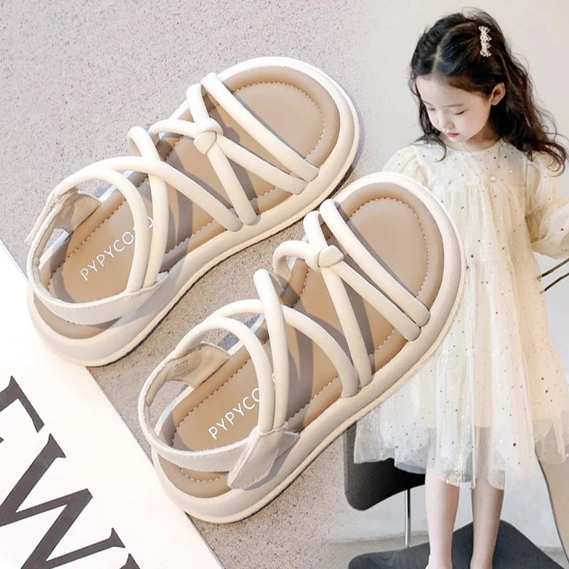 ABC女童凉鞋2025夏季儿童时尚洋气软底沙滩鞋小女孩罗马鞋公主鞋