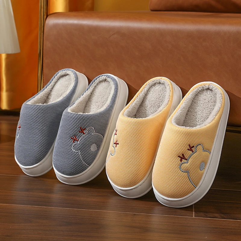 新款棉拖鞋女款家用室内冬季厚底保暖居家情侣防滑静音棉拖鞋男