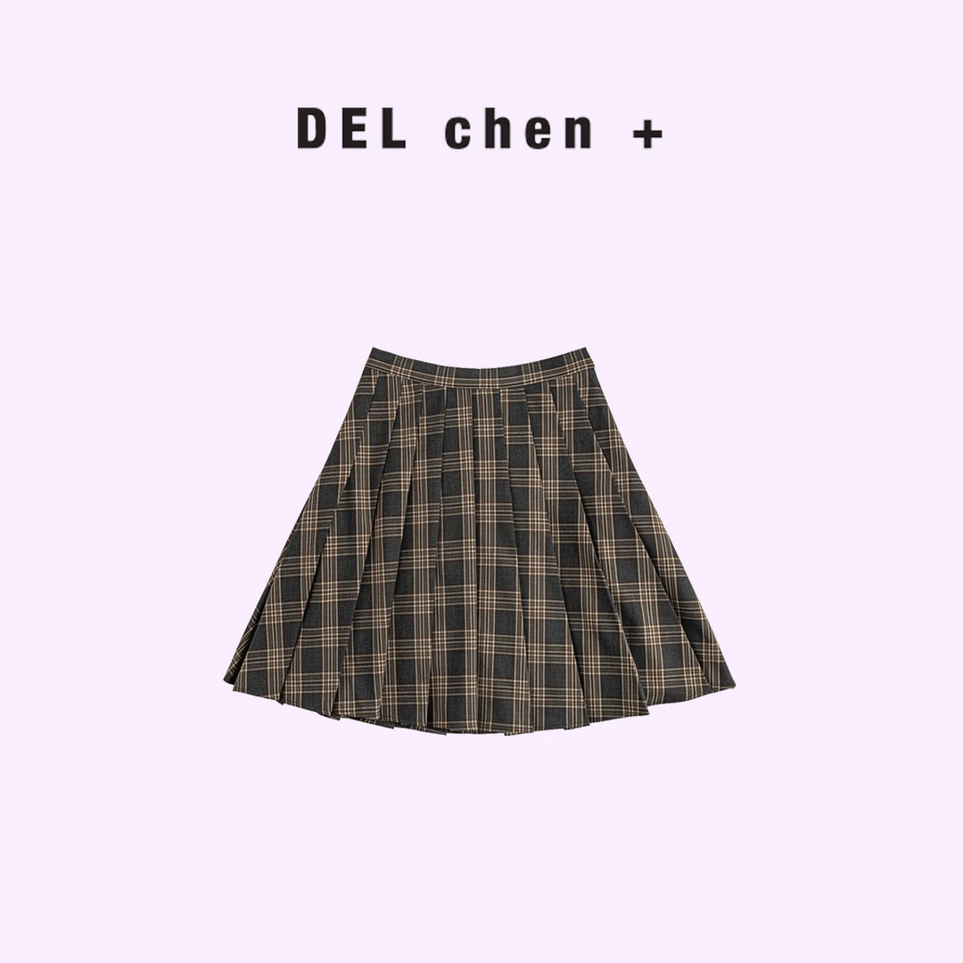 DELCHEN+ 2024FW  学院风撞色格纹百褶短裙DC+SY71035