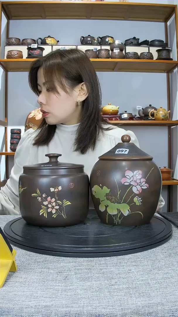 【闪购商品】紫陶2只彩填精磨罐097