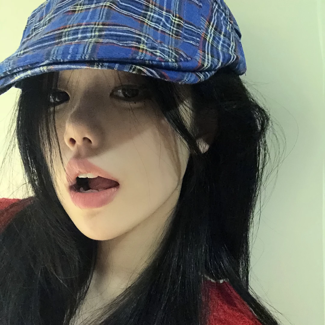 新款日系蓝咖格子复古文艺反戴前进帽可调节男女英伦画家帽