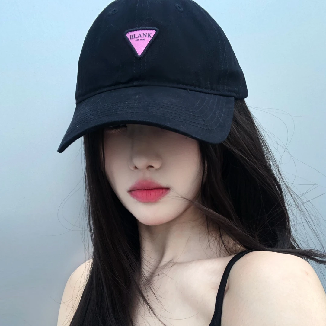 日系三角标棒球帽女春夏软顶字母街头鸭舌帽遮阳防晒弯檐帽子帽潮