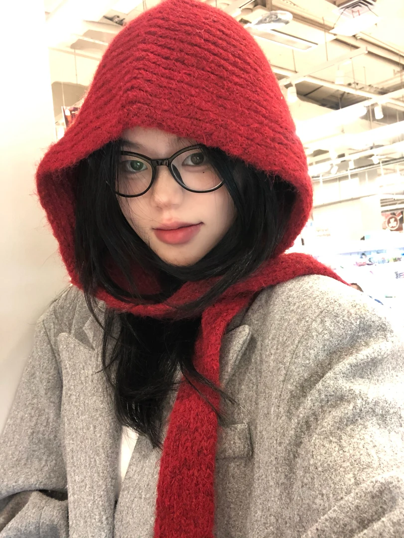 韩系巴拉克拉法帽女秋冬显脸小防寒保暖帽子围脖一体毛线帽护耳帽