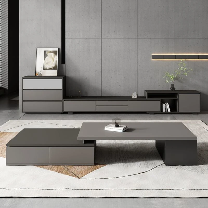 可伸缩电视柜茶几组合现代泡茶桌客厅家用简约小户型长方形茶几