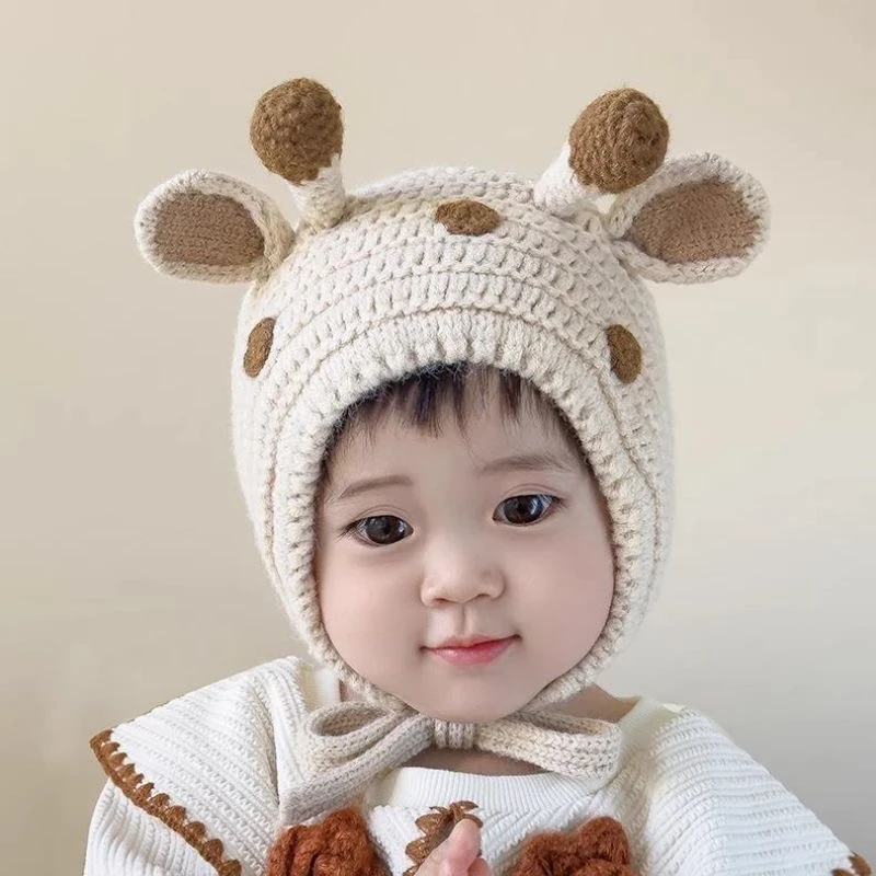 婴儿帽子冬季超萌可爱婴幼儿护耳毛线帽秋冬洋气男童女宝宝针织帽