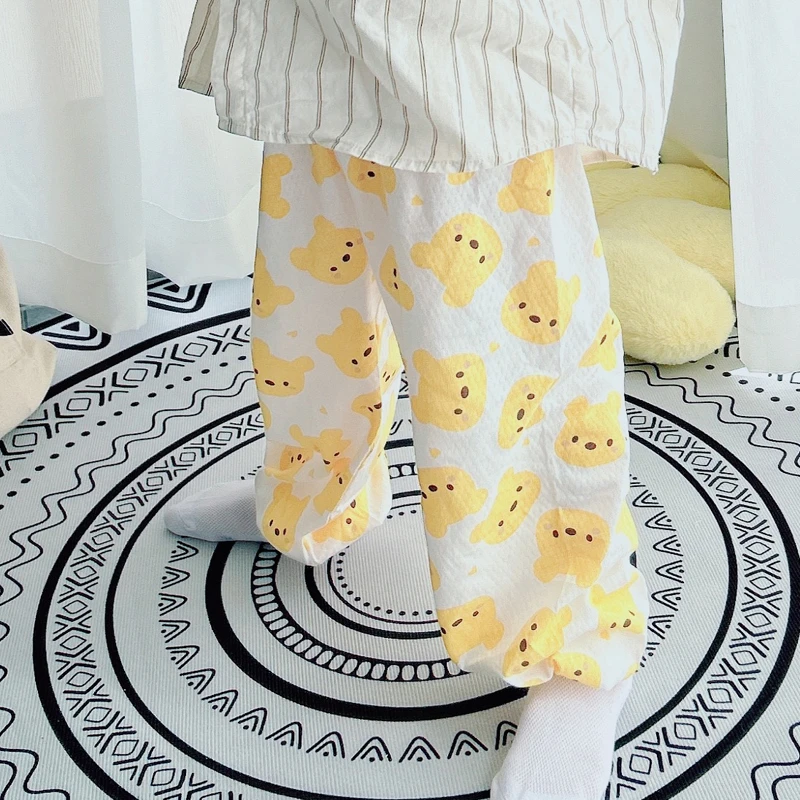 婴儿裤子宝宝夏天薄款男童女童灯笼裤春秋宝宝长裤网纱夏季防蚊裤