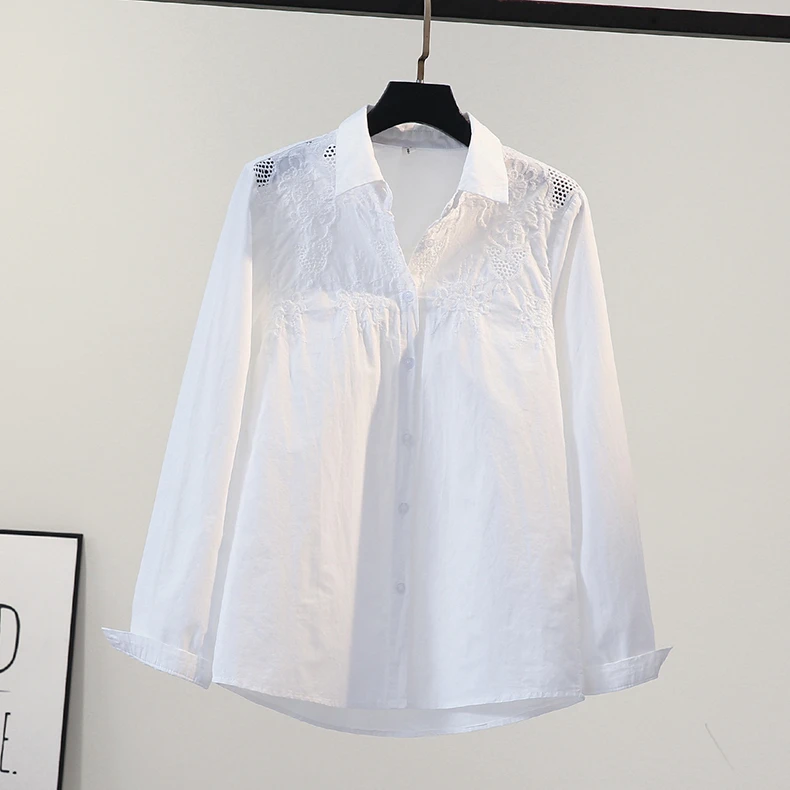 秋季上新气质女人味精致衬衫上衣蕾丝钩花设计感轻奢白色洋气衬衣