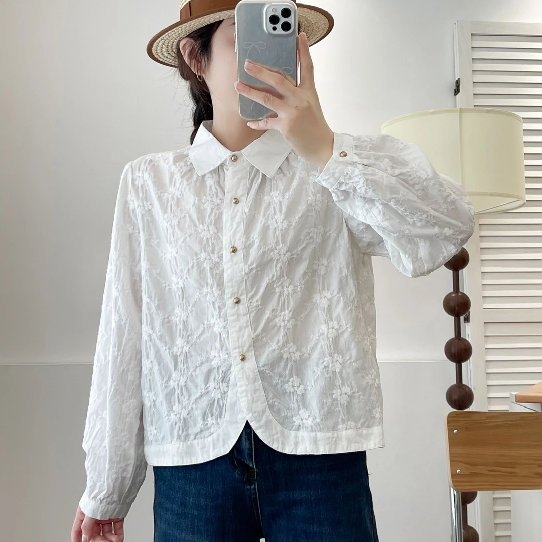 新中式轻国风衬衫女2024早秋新款小衫通勤上衣别致绝美白衬衣气质