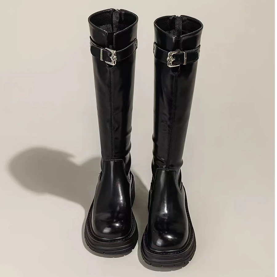 《嘉怡推荐》2024百搭拉链高筒长靴