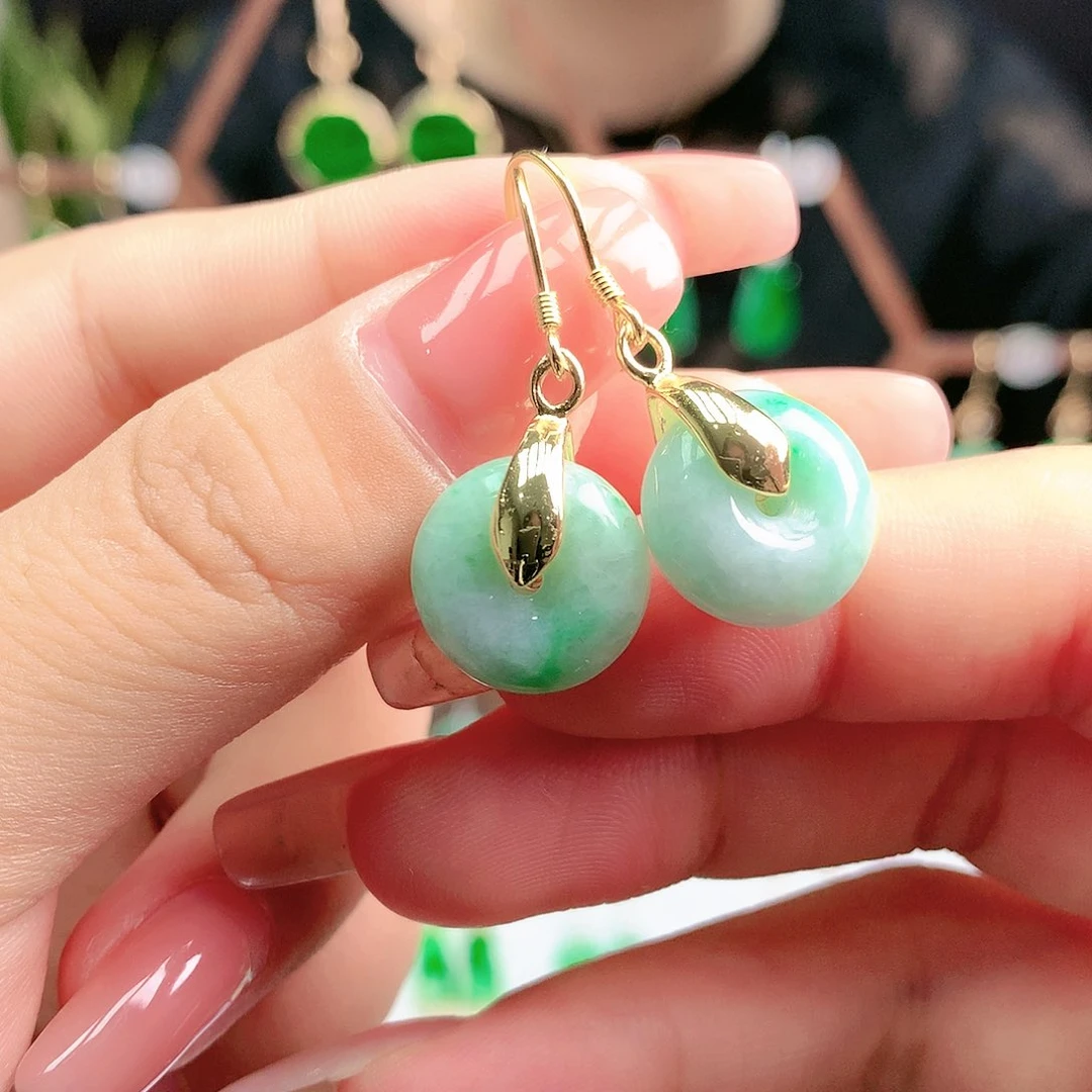 翡翠耳饰银S925镶嵌耳饰
