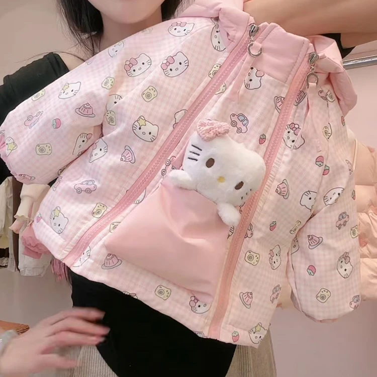 女童棉服风衣洋气外套2025新款宝宝卡通冲锋衣连帽夹棉加厚上衣潮