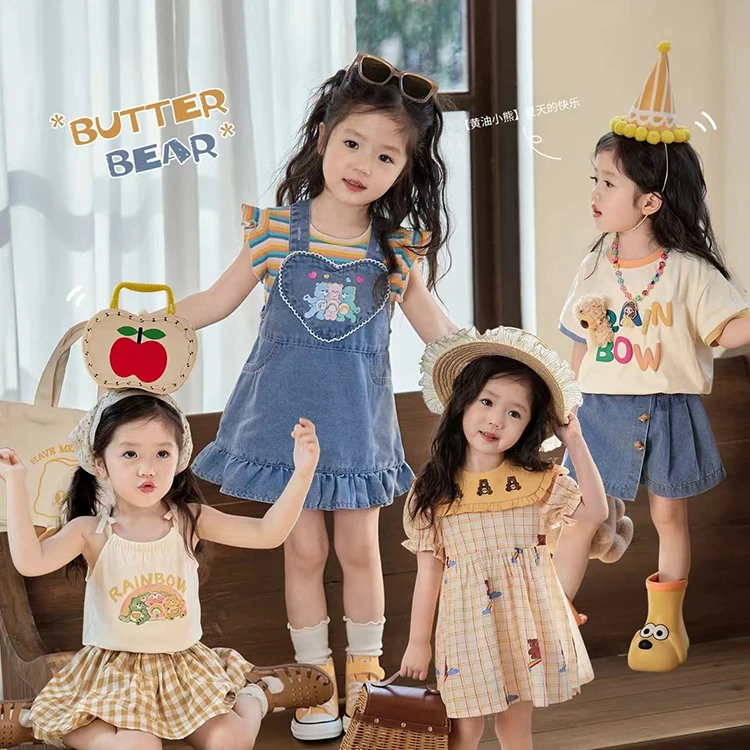 女宝宝牛仔背带裙套装夏季2024新款短袖洋气时髦婴儿t恤牛仔短裤