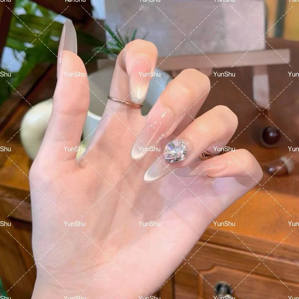 【罗曼蒂克幻想12片-东洲水晶】轻奢重工极简风法式猫眼穿戴甲婚甲