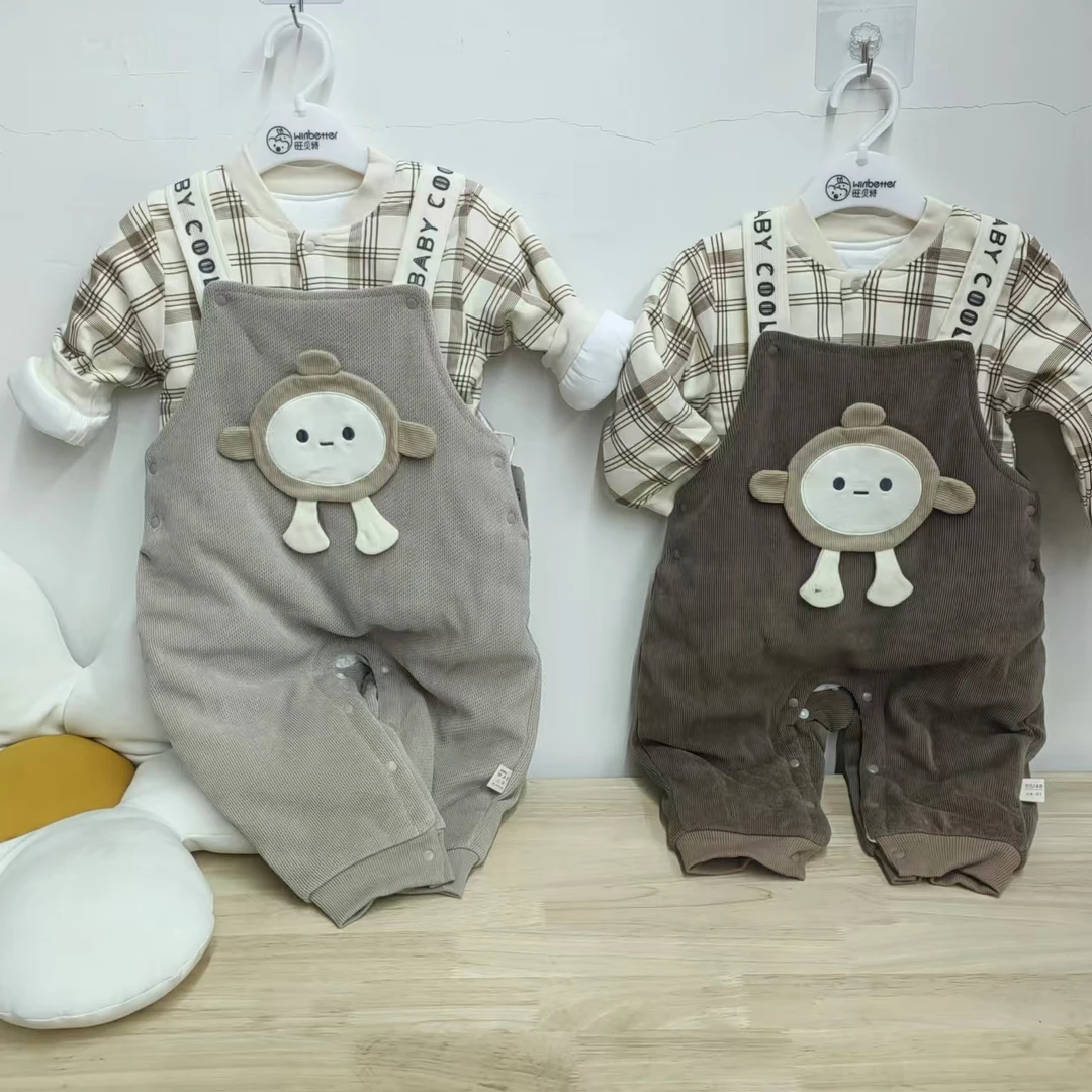 雪8162春和纳纳格子薄棉背带两件套【清版无售后】