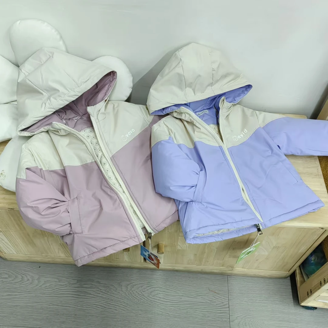 35672逗童酷裤仔小熊拼色加厚冲锋衣