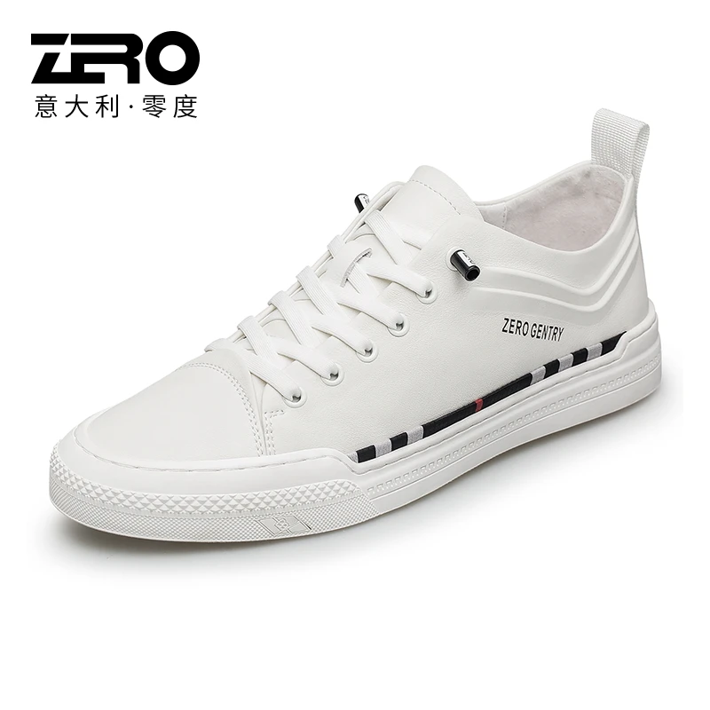 Zero零度小白鞋男鞋新品头层牛皮时尚板鞋男士休闲皮鞋潮流休闲鞋