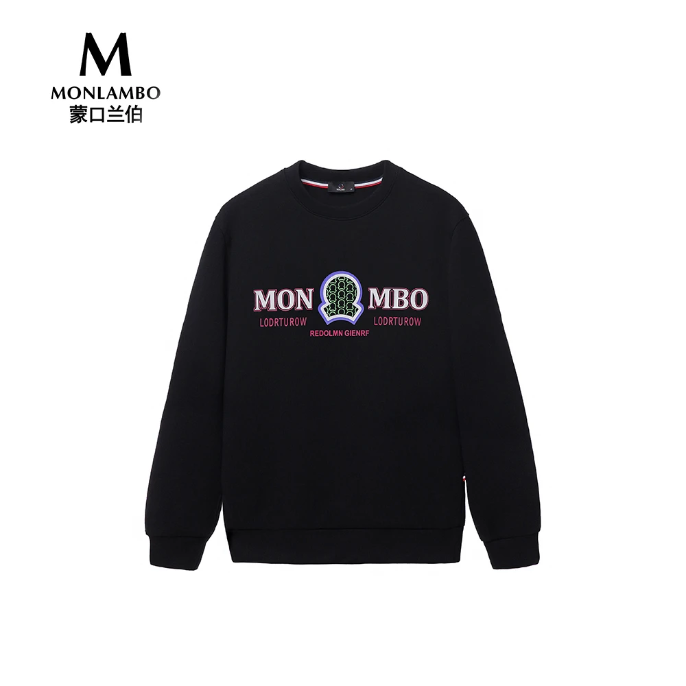 MONLAMBO春夏新款男士时尚休闲潮流百搭圆领加厚印花欧卫衣