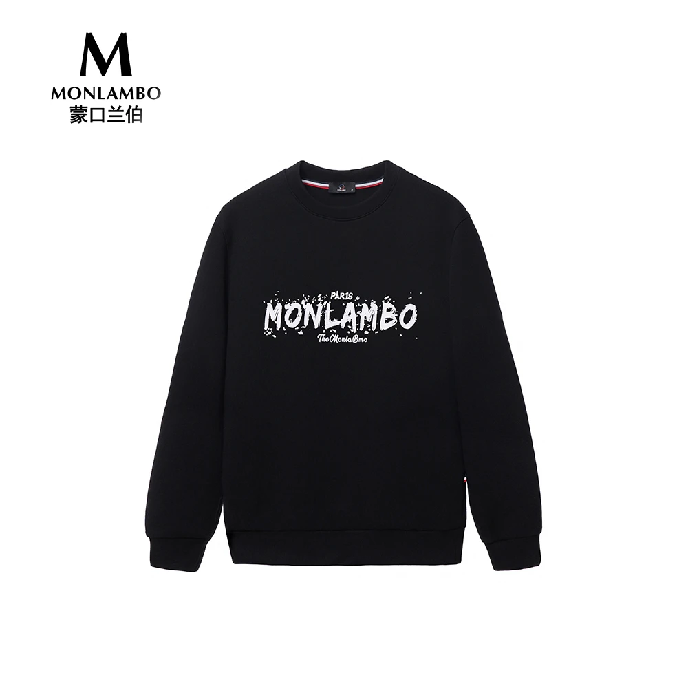 MONLAMBO秋冬男士加厚字母时尚圆领潮流百搭亲肤透气舒适情侣卫衣
