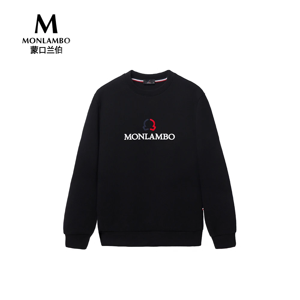 MONLAMBO春季新款男士时尚运动休闲潮流百搭圆领加厚刺绣情卫衣