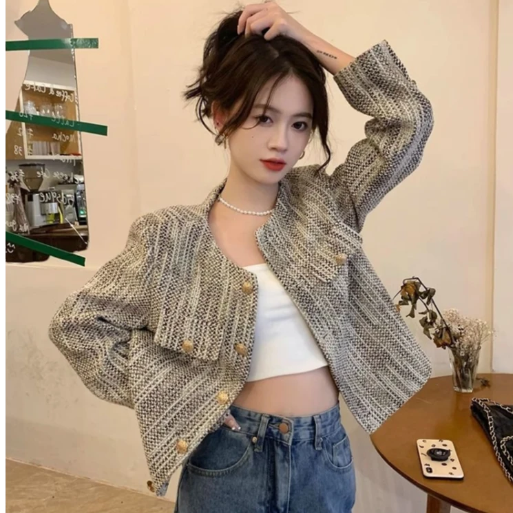 小香风短款外套女高档韩系显瘦秋季2025秋冬新款洋气ins开衫上衣